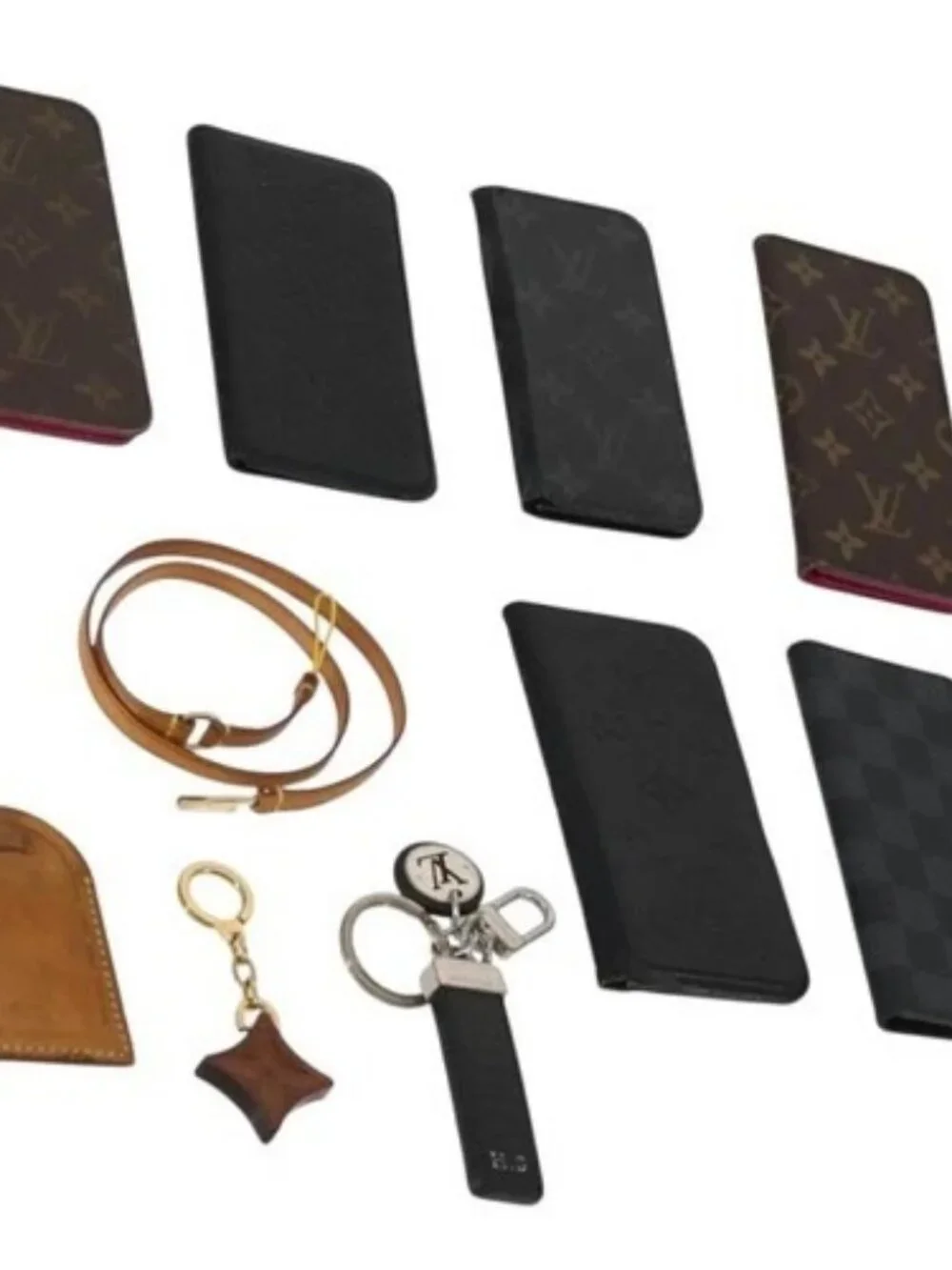 LOUIS VUITTON Monogram iPhone Case Leather 10 Set Beige LV Auth bs32346